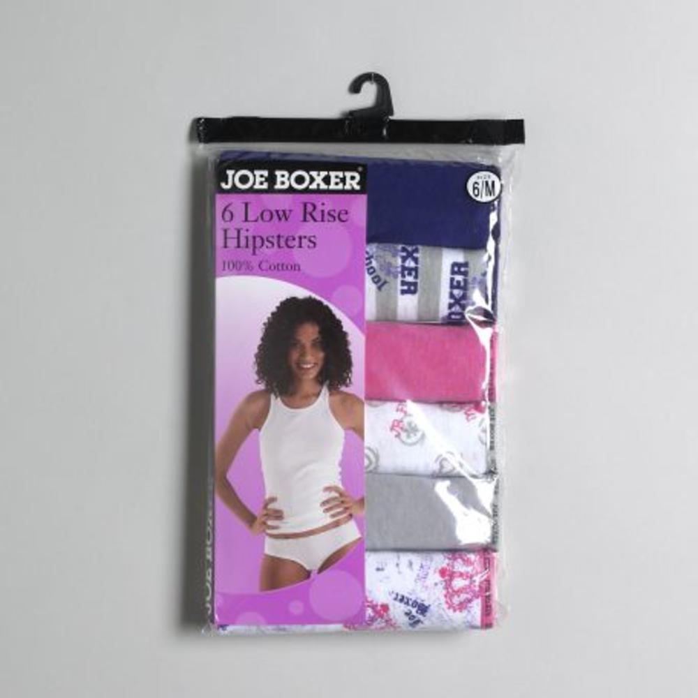 Joe Boxer Women's 6 Pack Low-Rise Hipsters