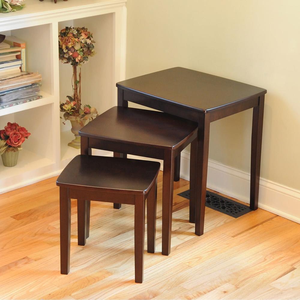 Bay Shore Collection 3 Piece Nesting End Table Set Espresso