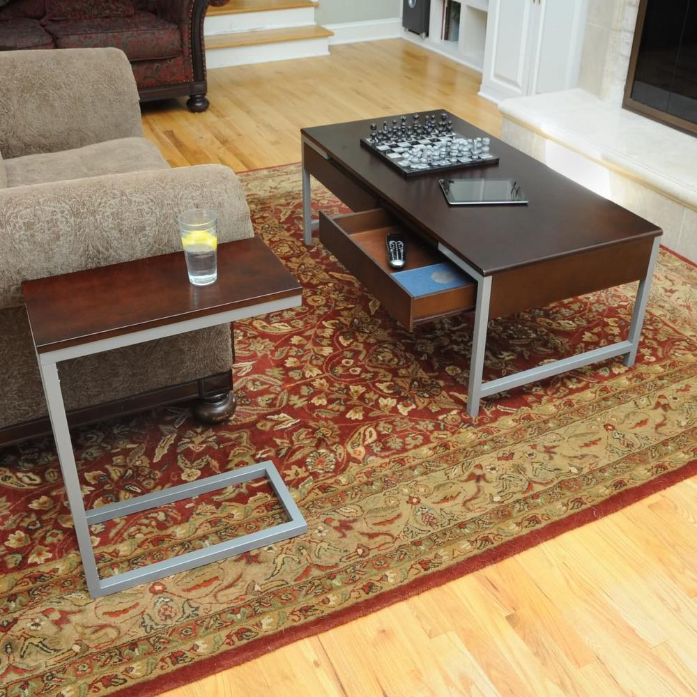 Bay Shore Collection Modern Coffee Table with Dual Drawers - Espresso
