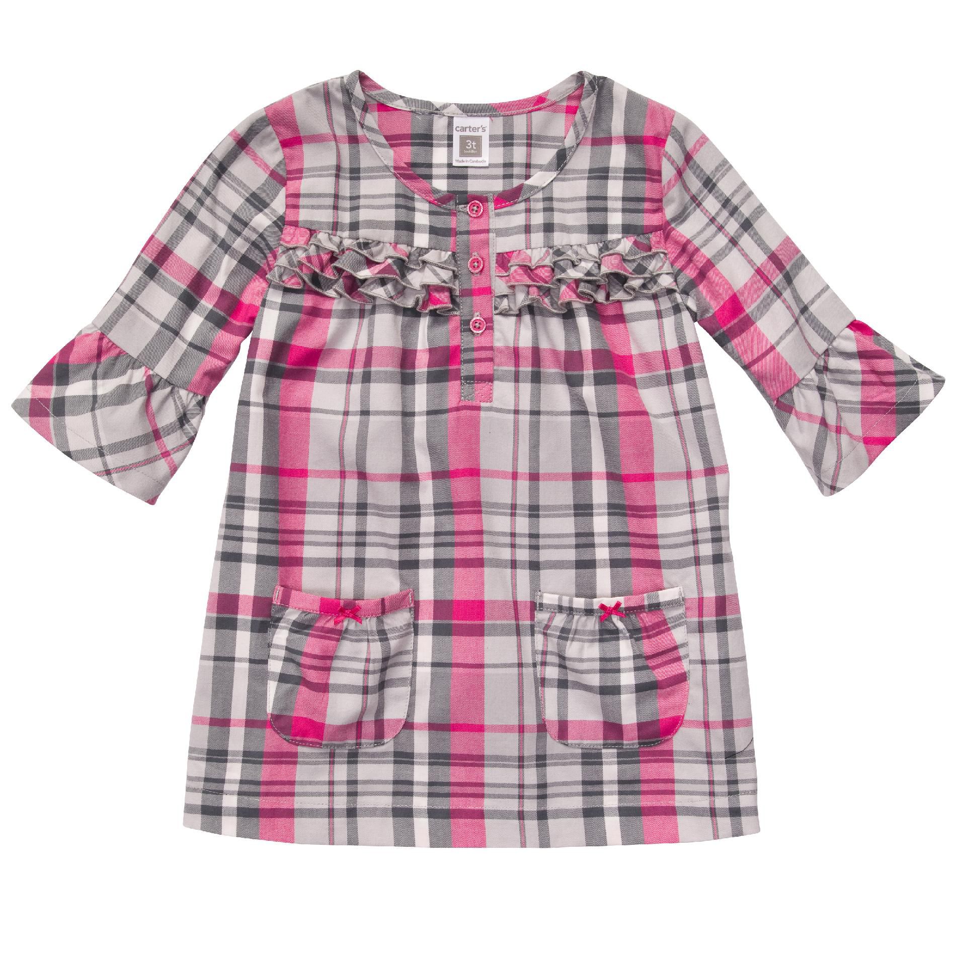 Carter's Girl&#8217;s Toddler Top Plaid Flannel Pink Gray