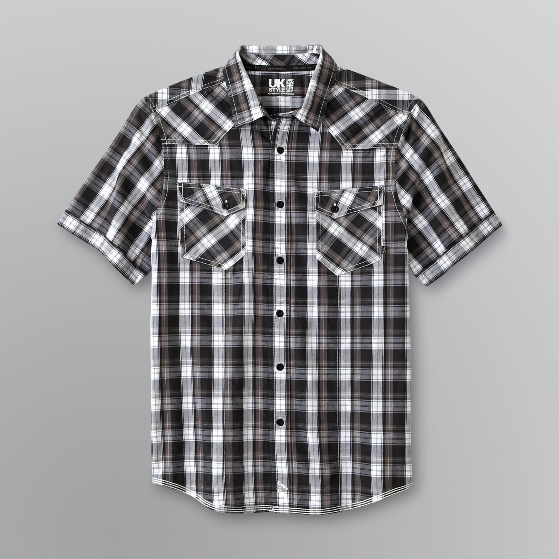 UK Style by French Connection Young Men's Sport Shirt - Plaid