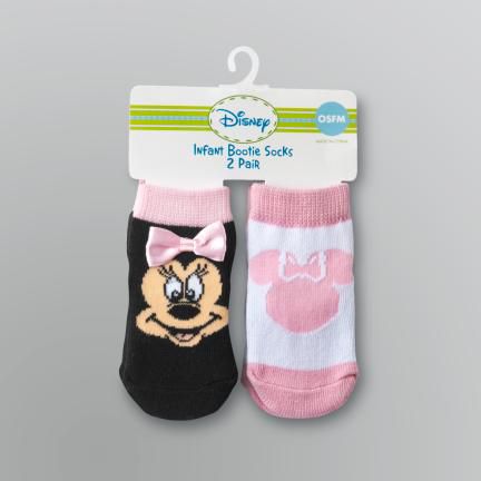 Disney Infant Girl's Minnie Mouse Bootie Socks - 2 Pairs