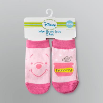 Disney Infant Girl's Winnie the Pooh Bootie Socks - 2 Pairs