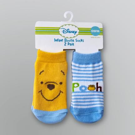 Disney Infant Boy's Winnie the Pooh Bootie Socks - 2 Pairs
