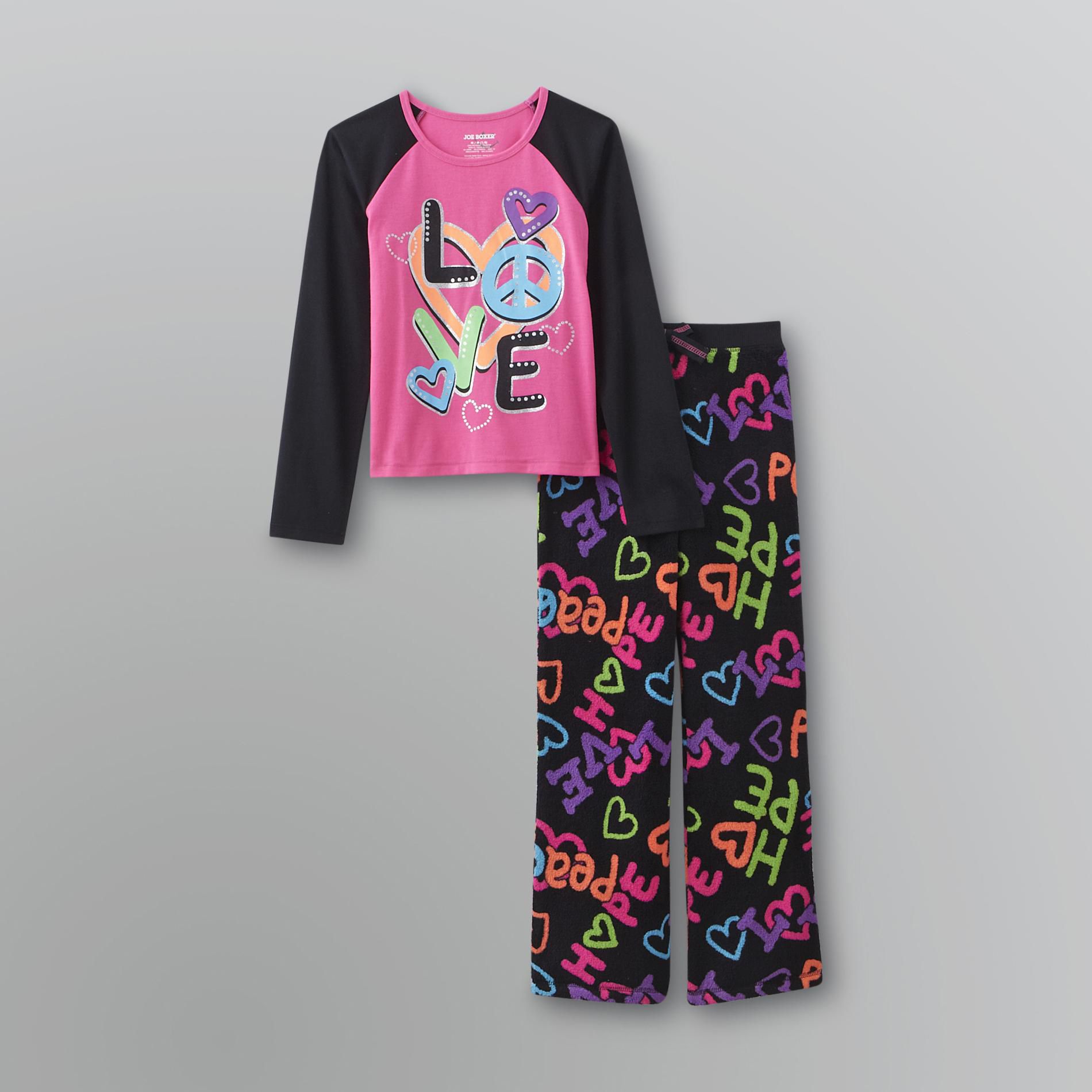 Joe Boxer Girl's T-Shirt & Fleece Pajama Pants - Love