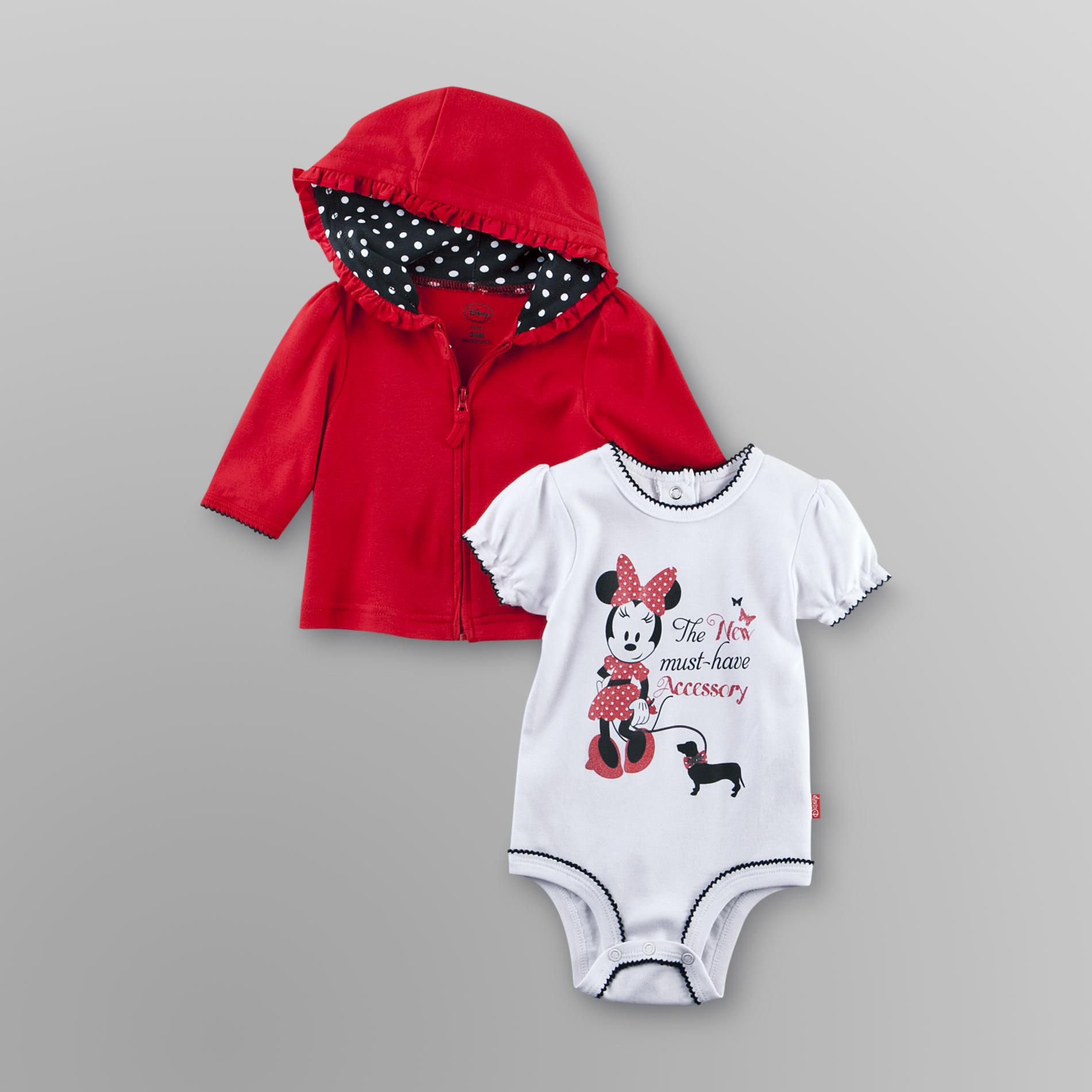 Disney Minnie Mouse Newborn Girl's Hoodie Jacket & Bodysuit