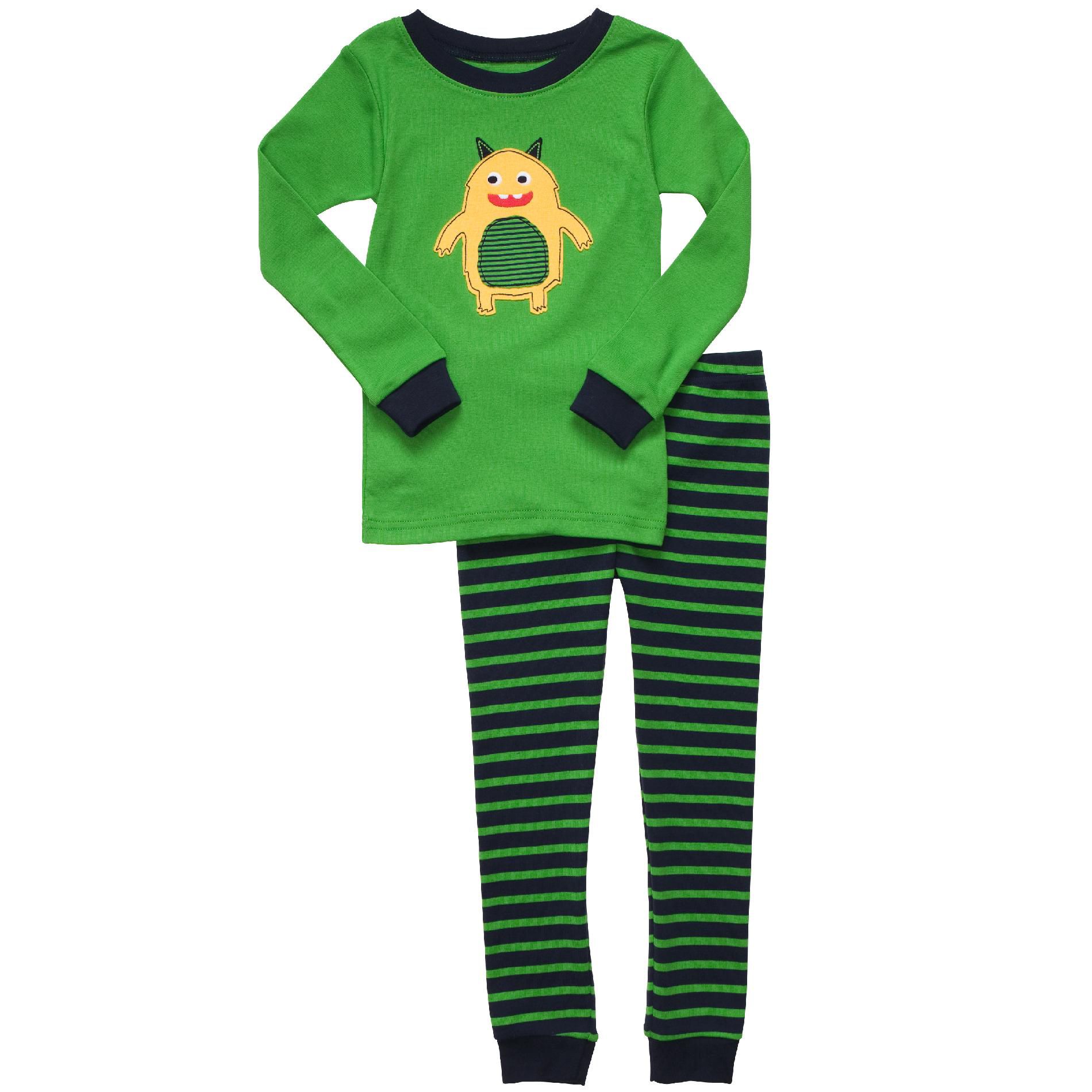 Carter's Boy&#8217;s Infant Sleepwear Monster Striped Long Sleeves 2 Pc Green
