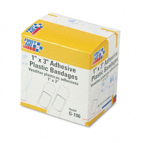 First Aid Only FAOG106 Plastic Adhesive Bandages,1 x 3, 100 per Box