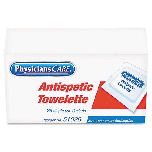 PhysiciansCare FAO51028 Antiseptic Towels, 25 Towels per Box