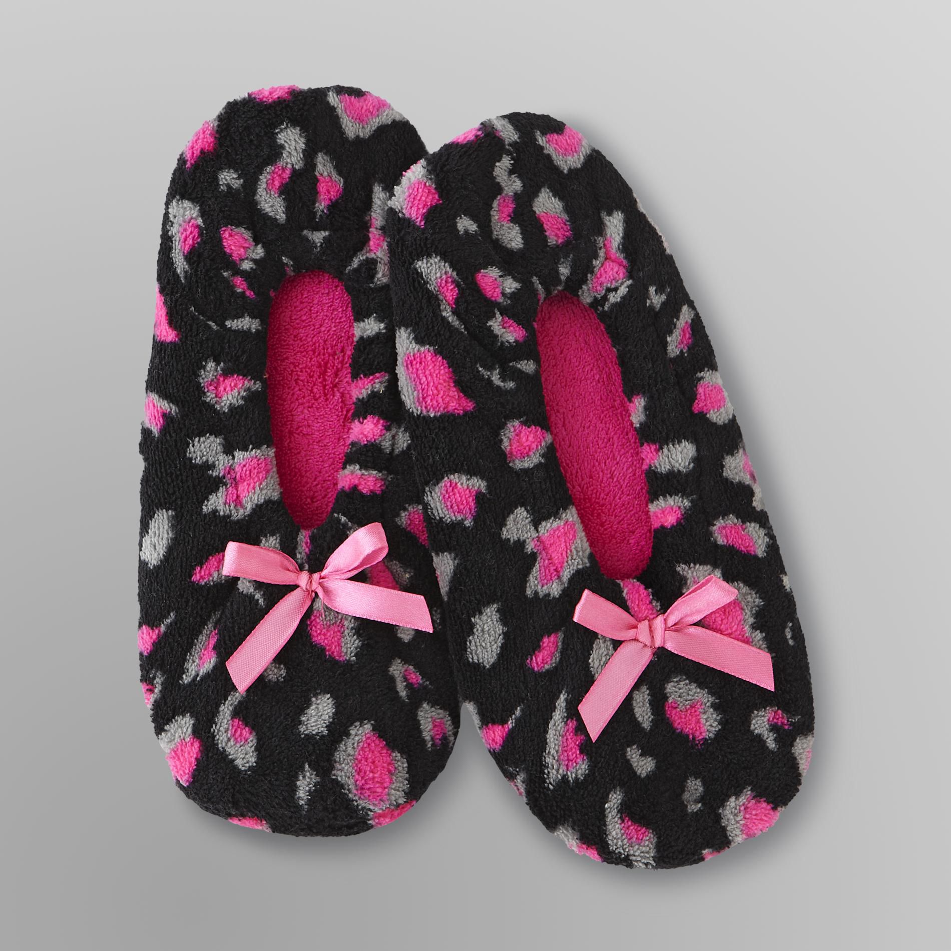 Joe Boxer Women's Fleece Gripper Slippers Leopard