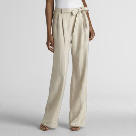Jaclyn Smith Women's Wide Leg Pants With Front Tie - Clearance