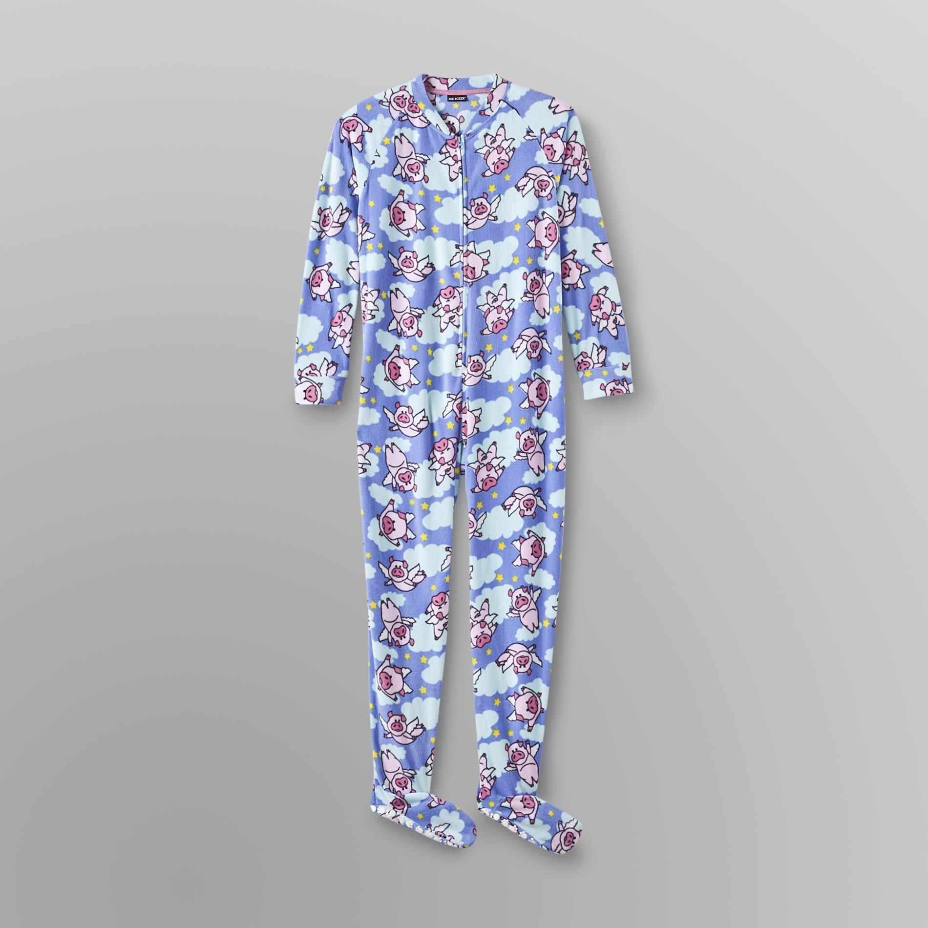Joe Boxer Women's Footed Pajamas Flying Pigs