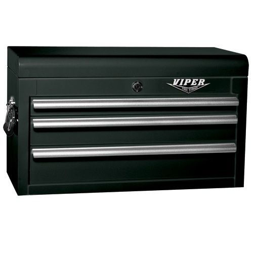 Viper Tool Storage  26 3 Drawer 18G Steel Top Chest, Black