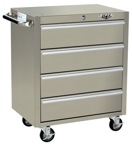 Viper Tool Storage  26 4 Drawer 304 Stainless Steel Rolling Cabinet