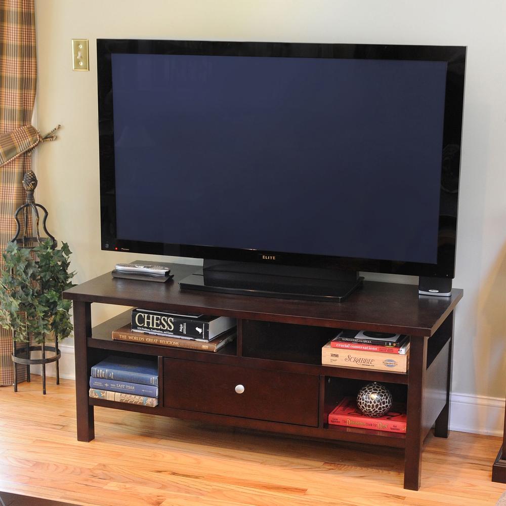 Bay Shore Collection Flat Screen/Tube TV Stand with Drawer - Black