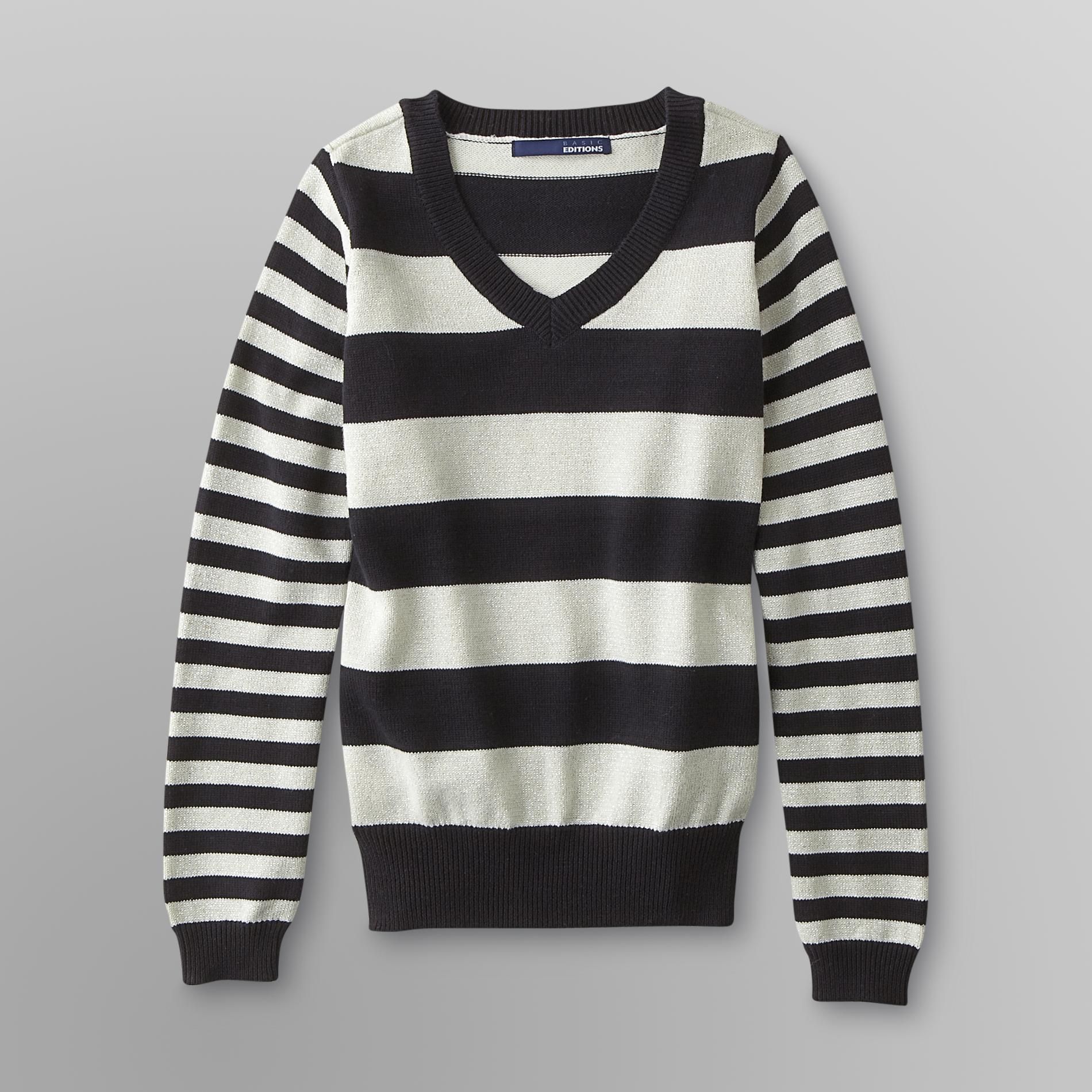 Basic Editions Girl's Shimmer Sweater - Striped
