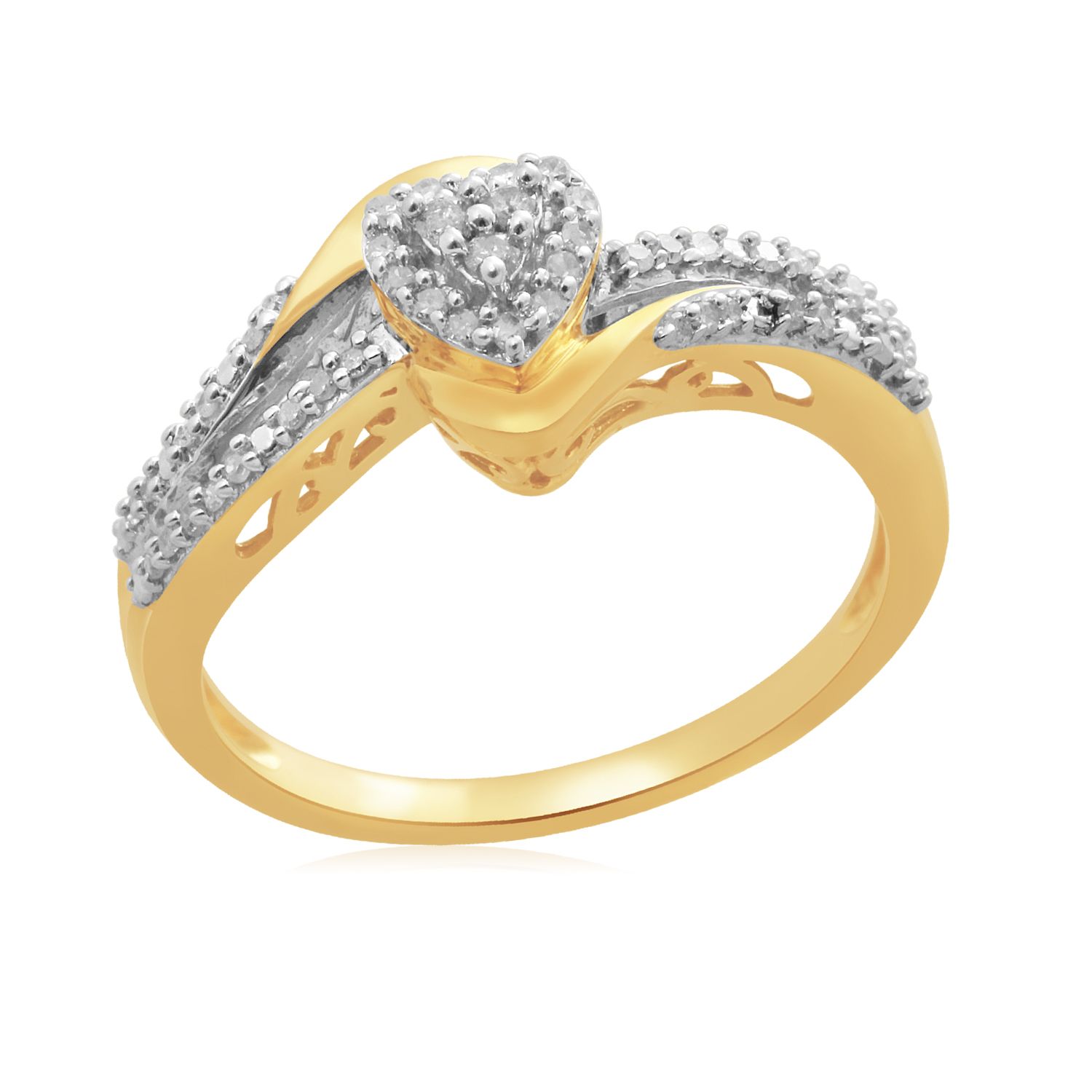 Eternal Treasures Gold over Silver 1/6ct Diamond Heart  Promise Ring