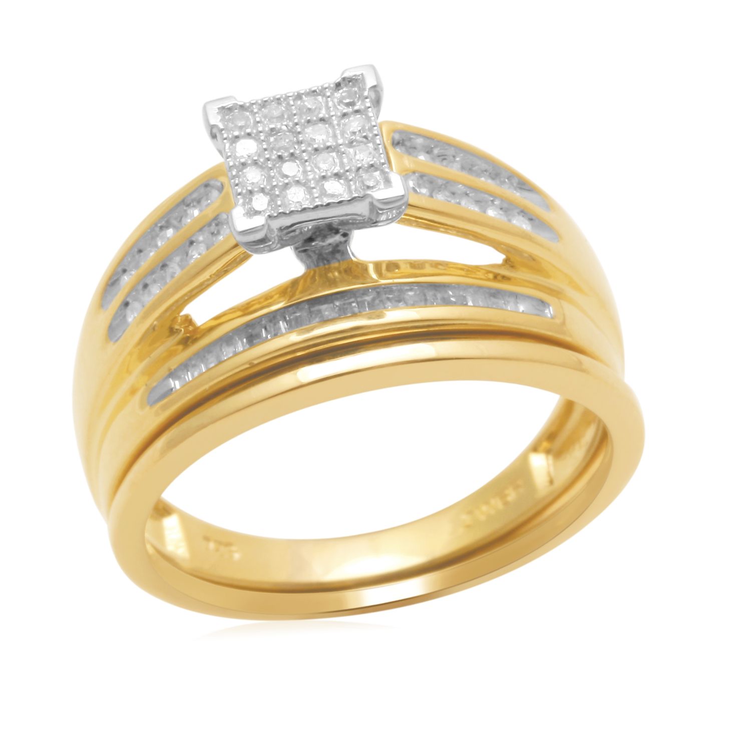 Eternal Treasures Gold over Silver 1/3ct Princess Diamond  Bridal Set