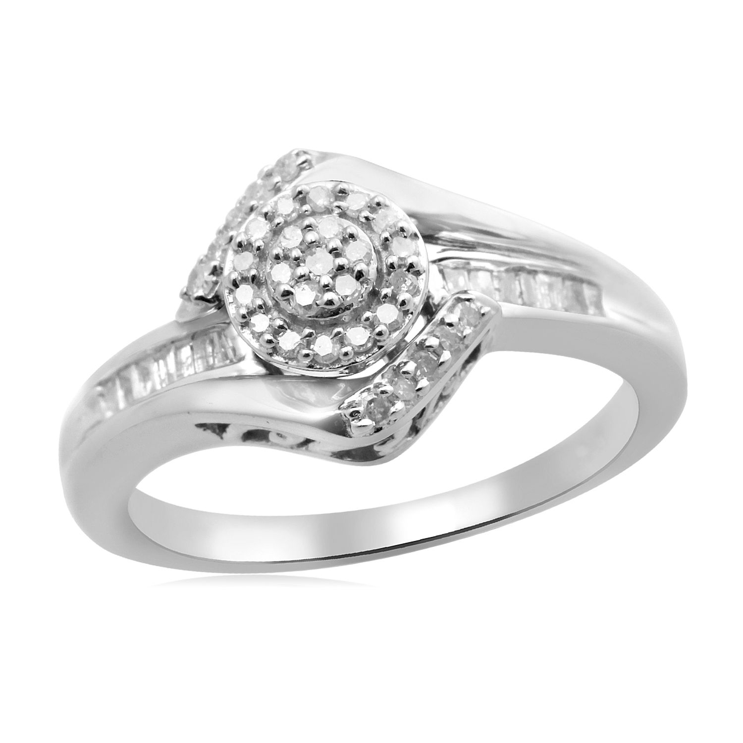 Eternal Treasures Sterling Silver 1/4cttw Round Diamond   Bridal Ring