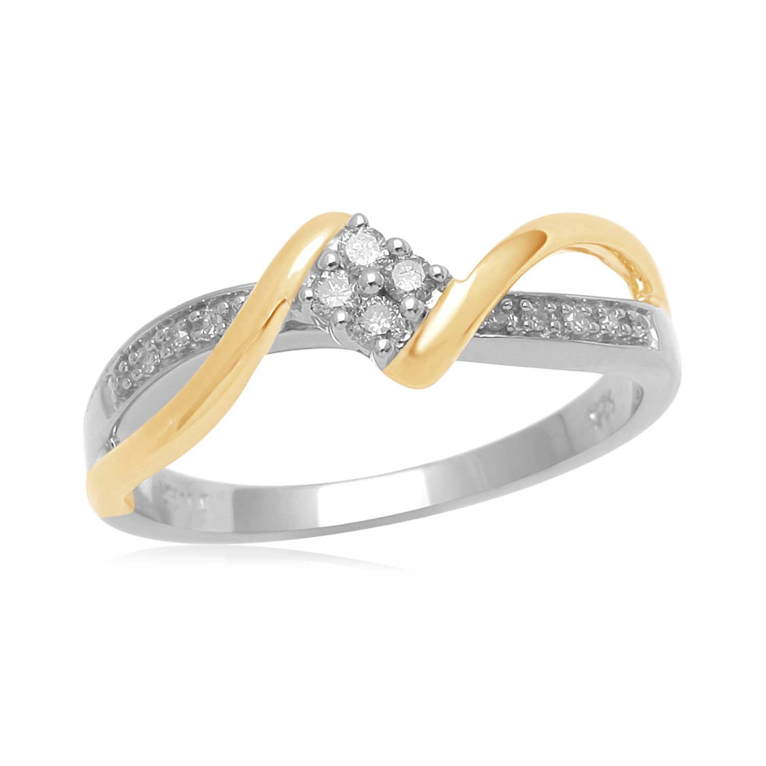 Eternal Treasures 1/10 Cttw. Round Cut Gold and Silver Diamond Promise Ring