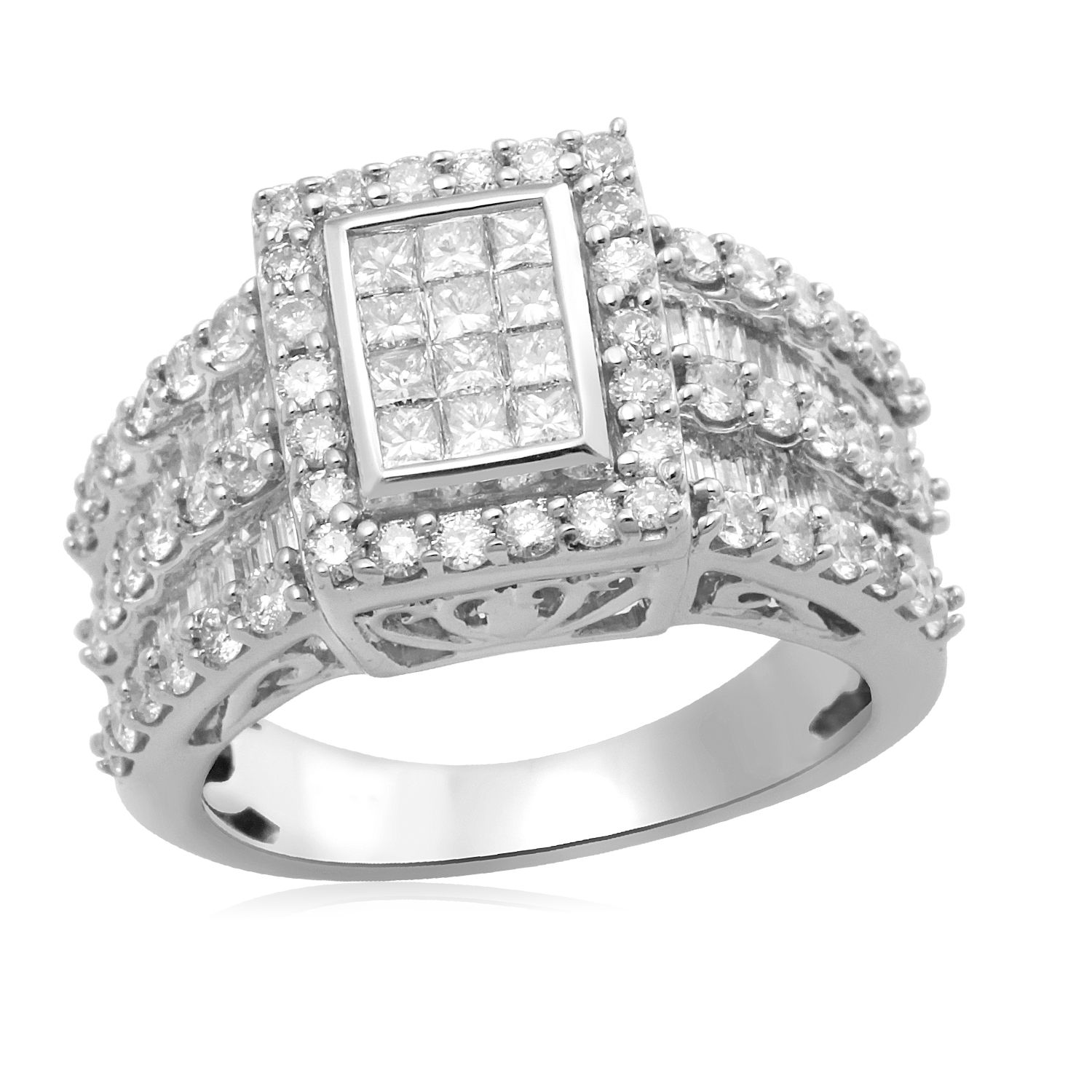 Eternal Treasures Sterling Silver 2cttw Princess Diamond   Bridal Ring