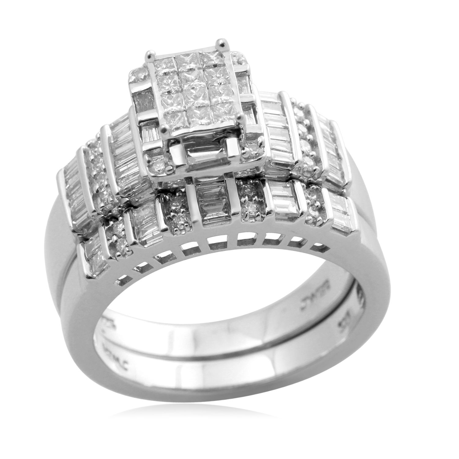 Eternal Treasures Sterling Silver 1cttw Princess  Diamond   Bridal Ring