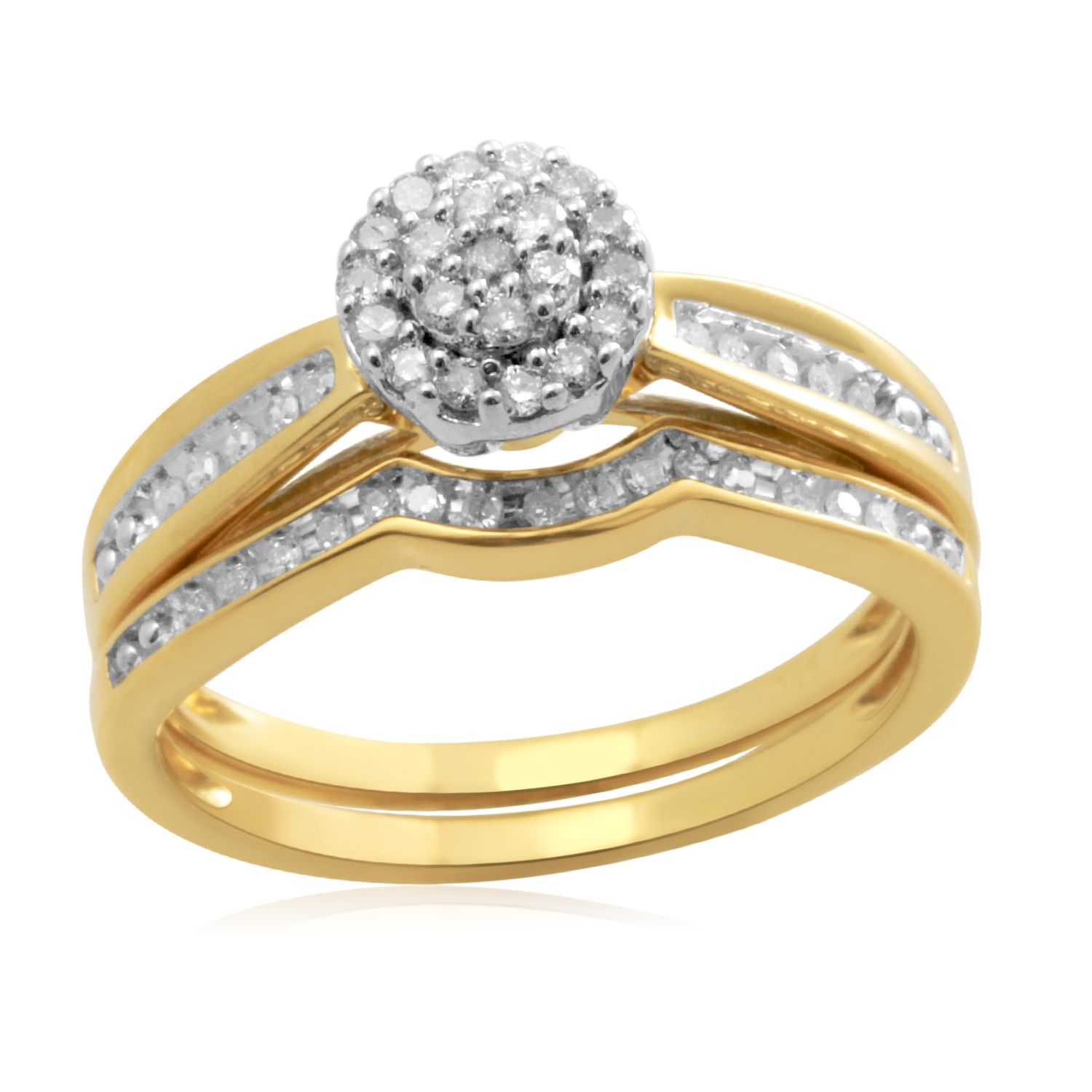 Eternal Treasures Gold over Silver 1/4ct Round Diamond  Bridal Set