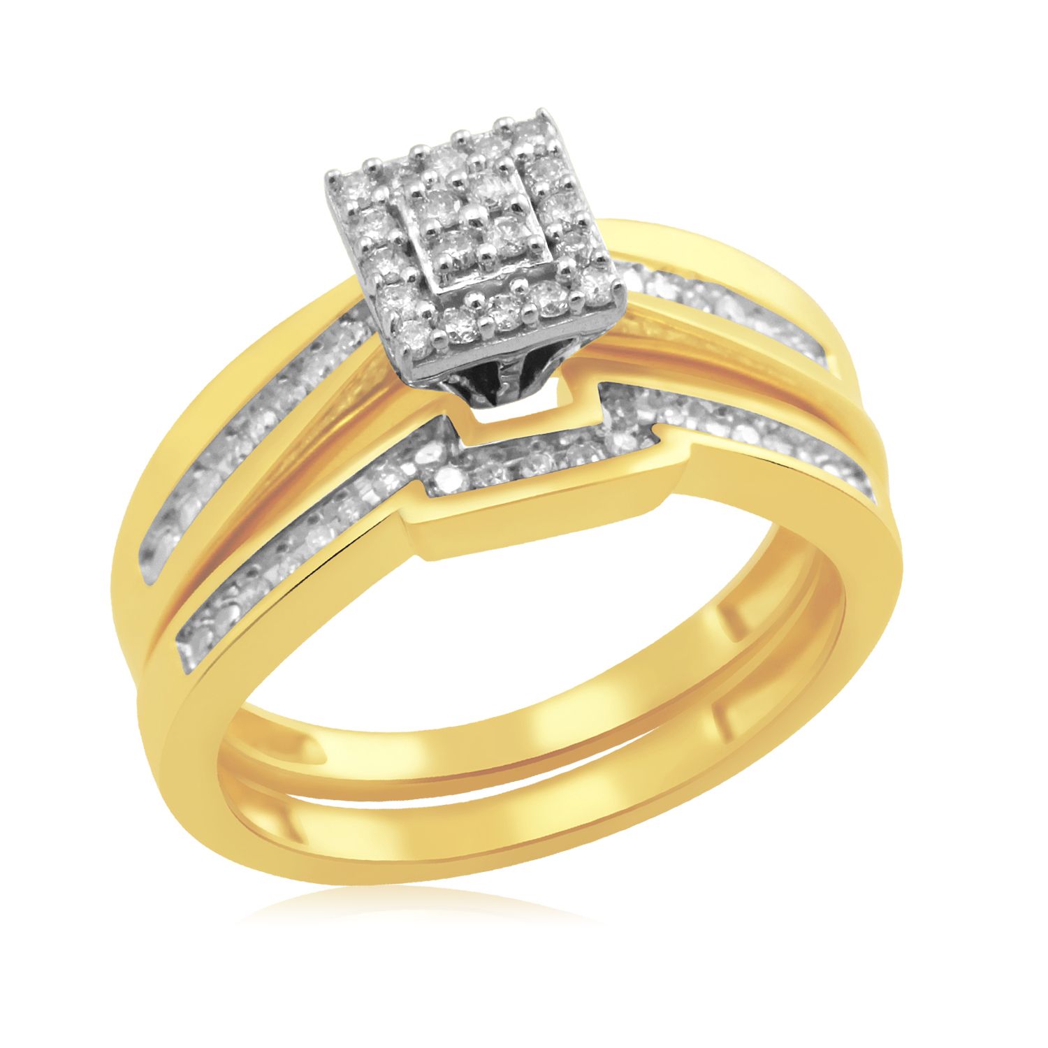 Eternal Treasures Gold over Silver 1/4ct Princess Diamond  Bridal Set