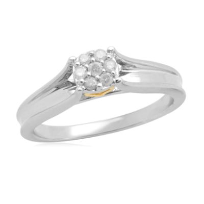 Eternal Treasures Gold over Silver 1/10ct Round Diamond  Promise Ring