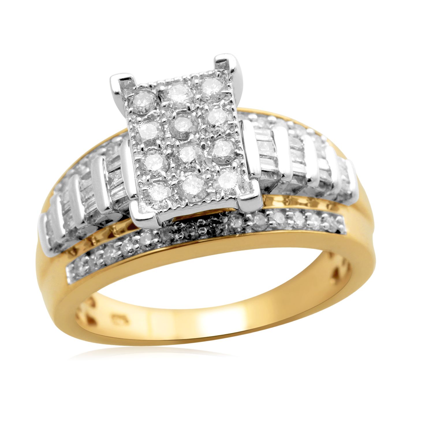 Eternal Treasures Women's 3/4 CTTW Gold Over Silver Diamond Princess Cut Bridal Ring