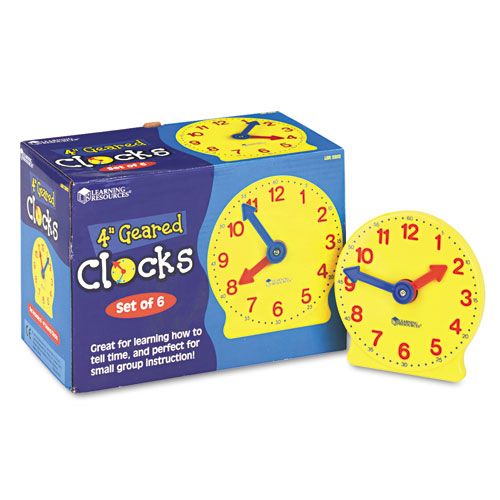 Learning Resources LRNLER2202 Set of Six 4" Geared Clocks