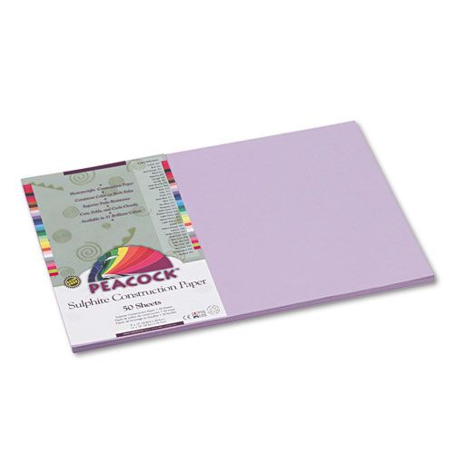 PACP7112 PEACOCK SULPHITE CONSTRUCTION PAPER, 76 LBS., 12 X 18, LILAC, 50 SHEETS/PACK