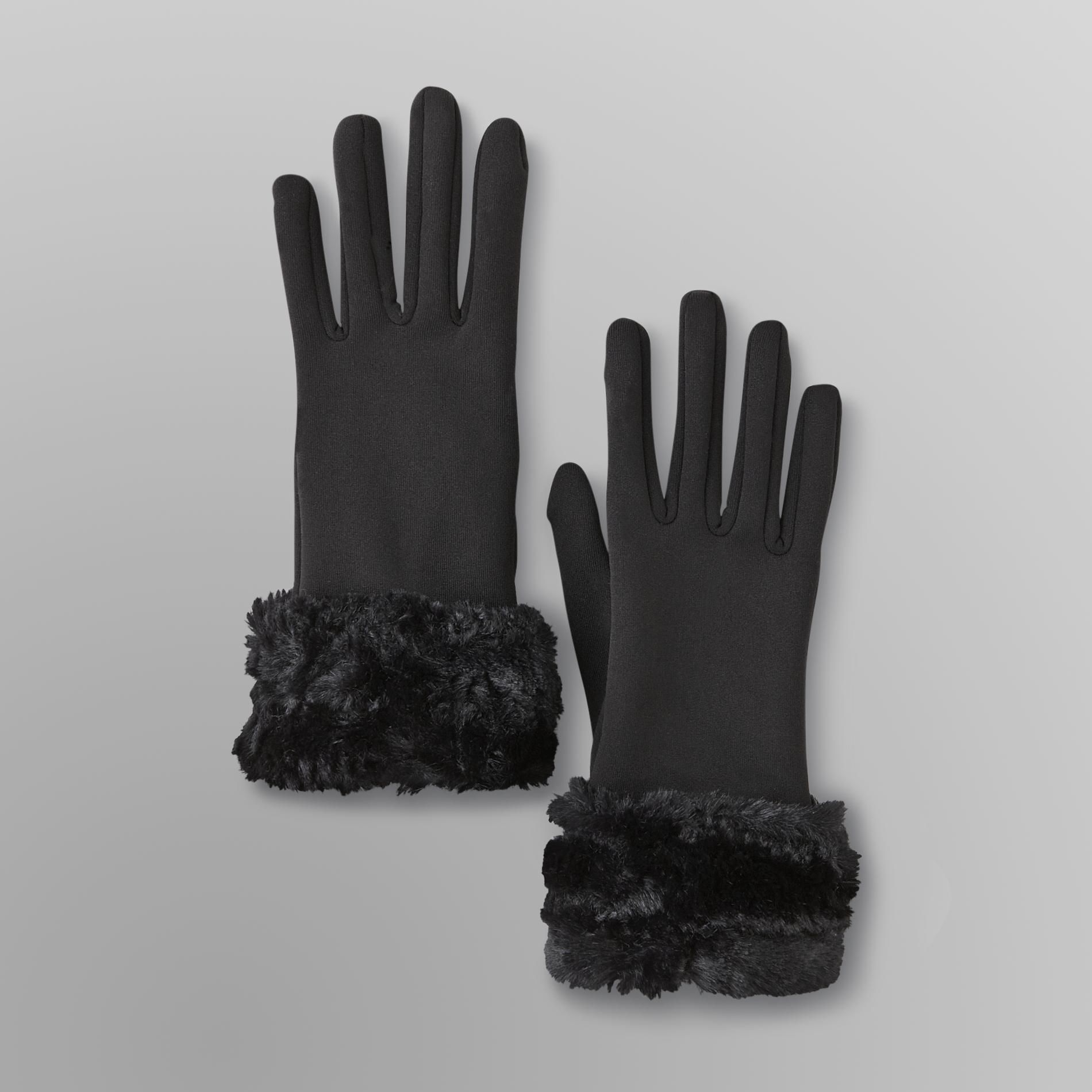 Jaclyn Smith Women's Faux Fur Trimmed Gloves