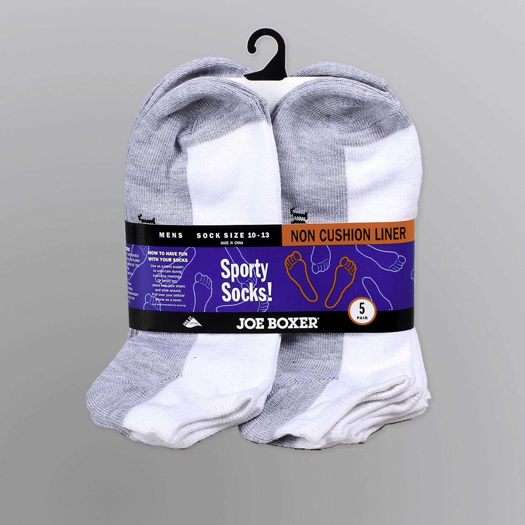 Joe Boxer Men's Flat Knit No Show Socks - 5 Pairs Sizes 10-13