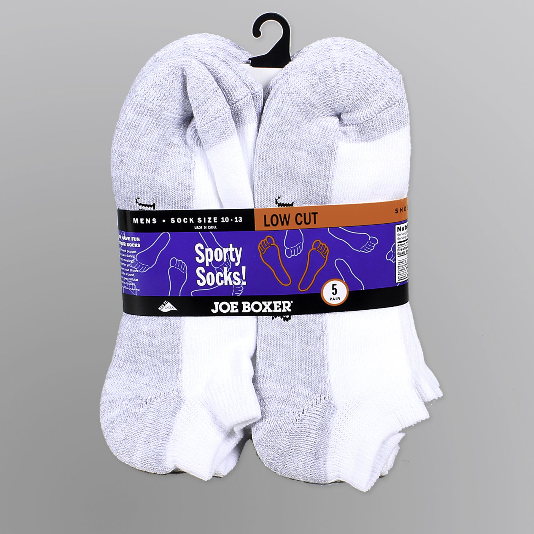Joe Boxer Men's Low Cut Cushioned Socks - 5 Pairs Sizes 10-13