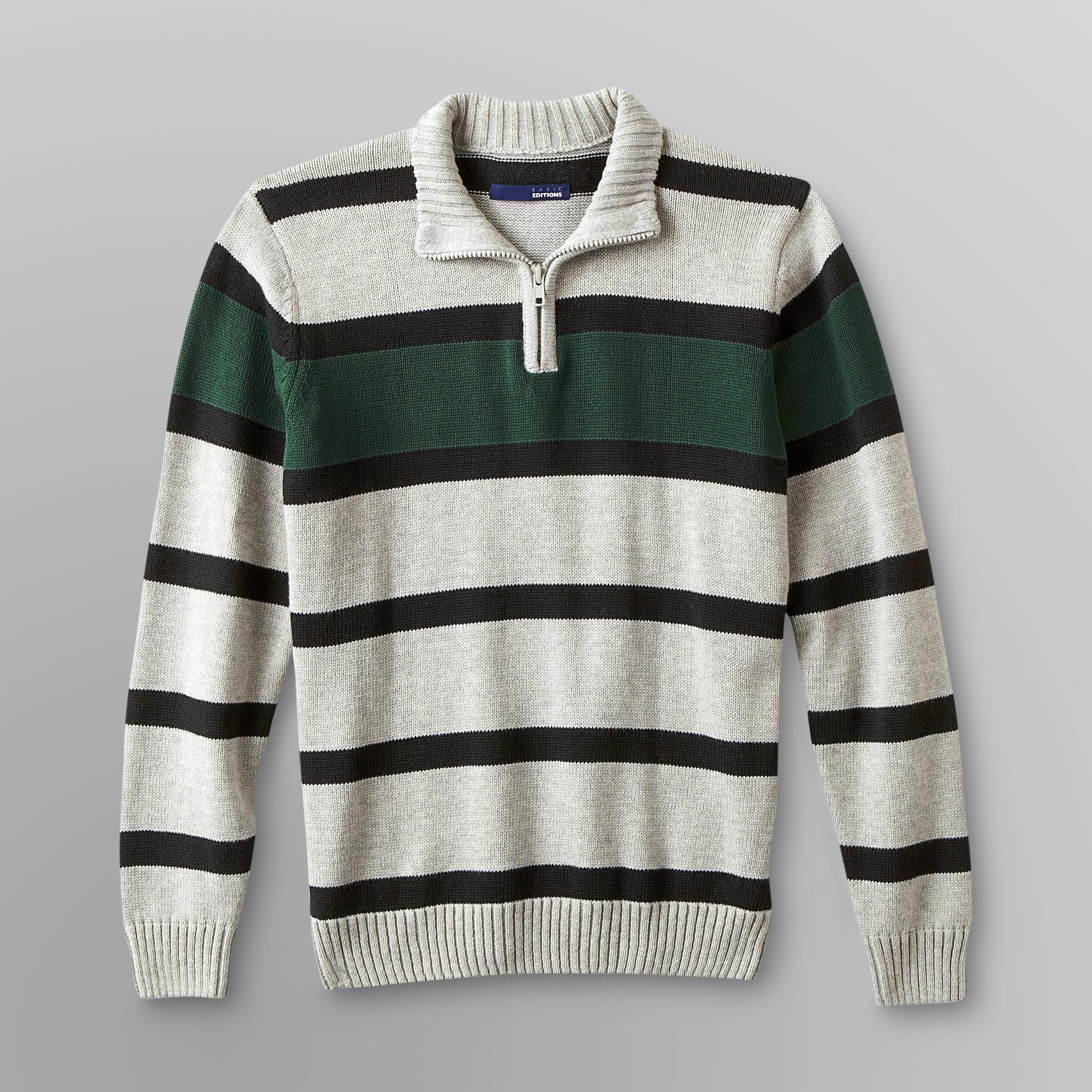 Basic Editions Boy's Zip Sweater - Striped
