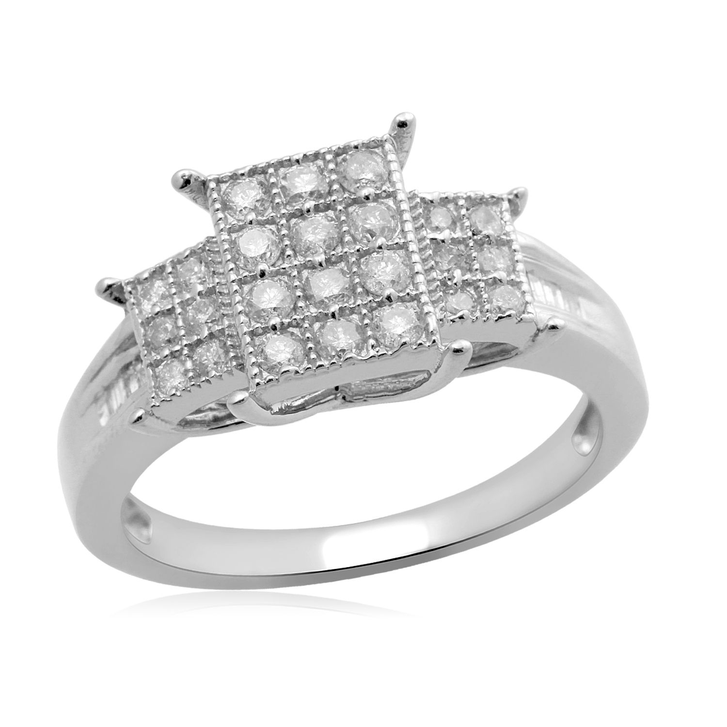 Eternal Treasures Sterling Silver 1/2cttw Princess Diamond   Bridal Ring