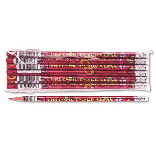 Moon Products MPD2117B Decorated Wood Pencil  Welcome To Our Class  HB #2  Red Brl  Dozen