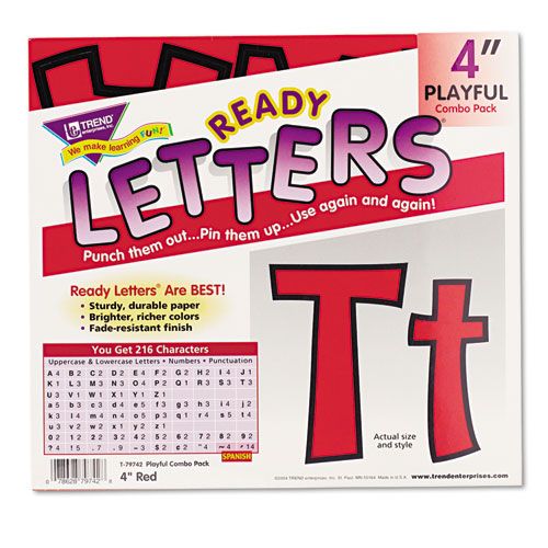 TEPT79742 READY LETTERS PLAYFUL COMBO SET, RED, 4"H, 216/SET