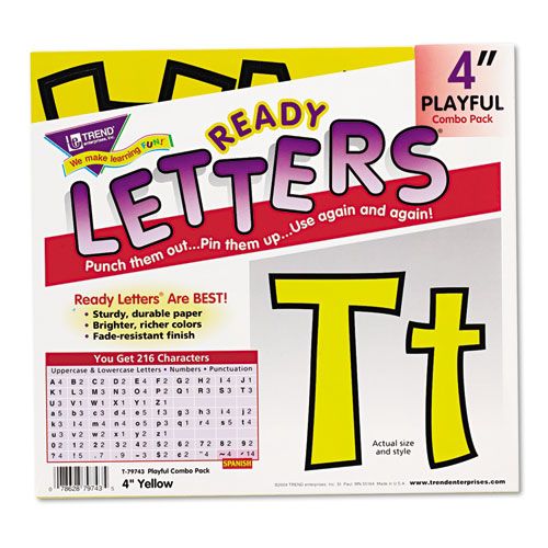 TEPT79743 READY LETTERS PLAYFUL COMBO SET, YELLOW, 4"H, 216/SET
