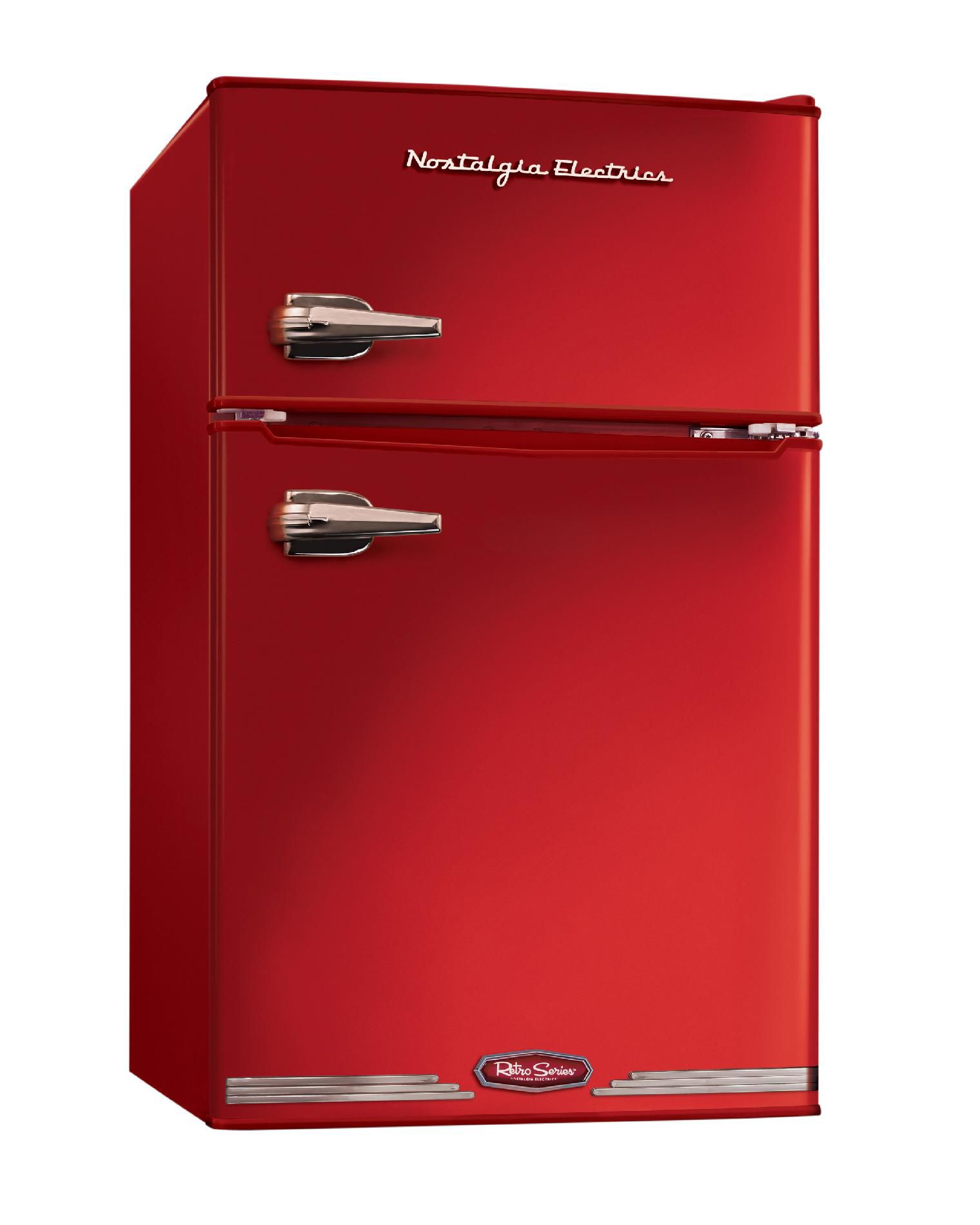 Nostalgia Electrics RRF325HNRED Retro Series 3.1-Cubic Foot Compact Refrigerator Freezer  Red