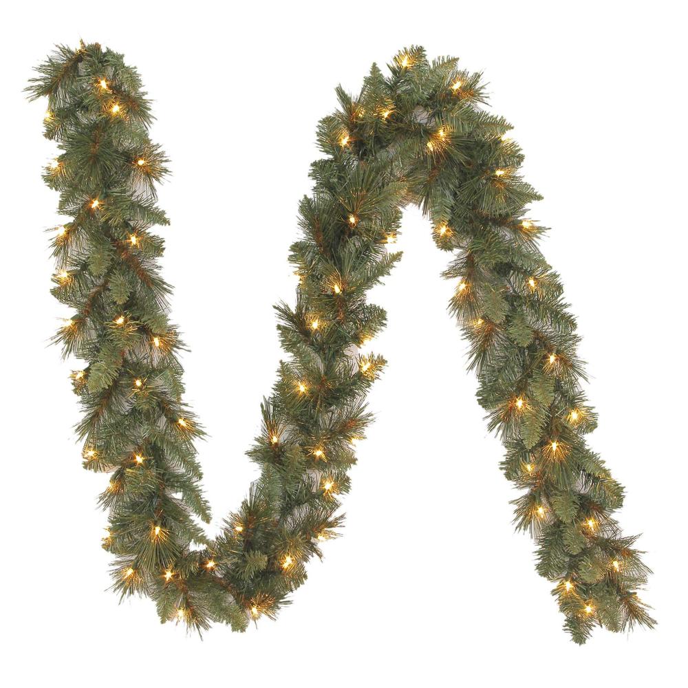 Trimming Traditions Crystal River Pine Artificial Christmas Garland with Clear Lights  9 ft