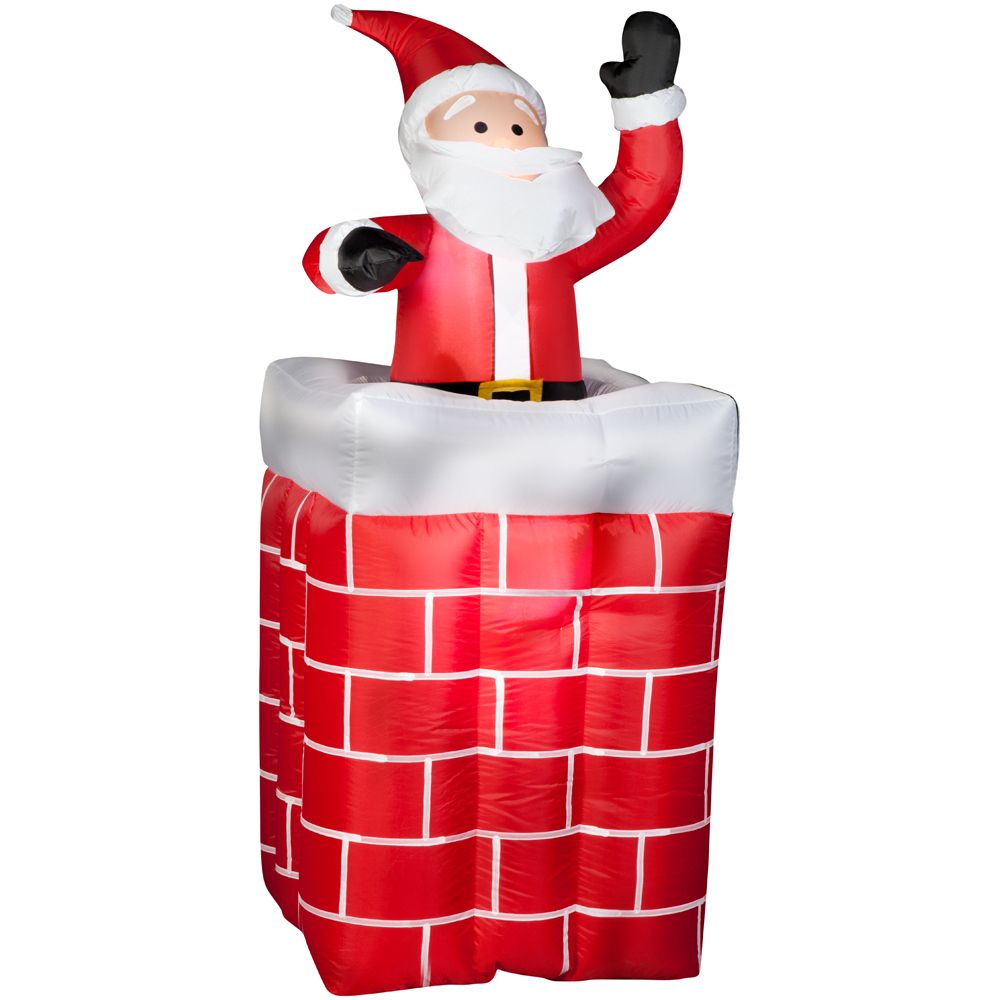 Gemmy Christmas Animated Airblown Santa Rises from the Chimney