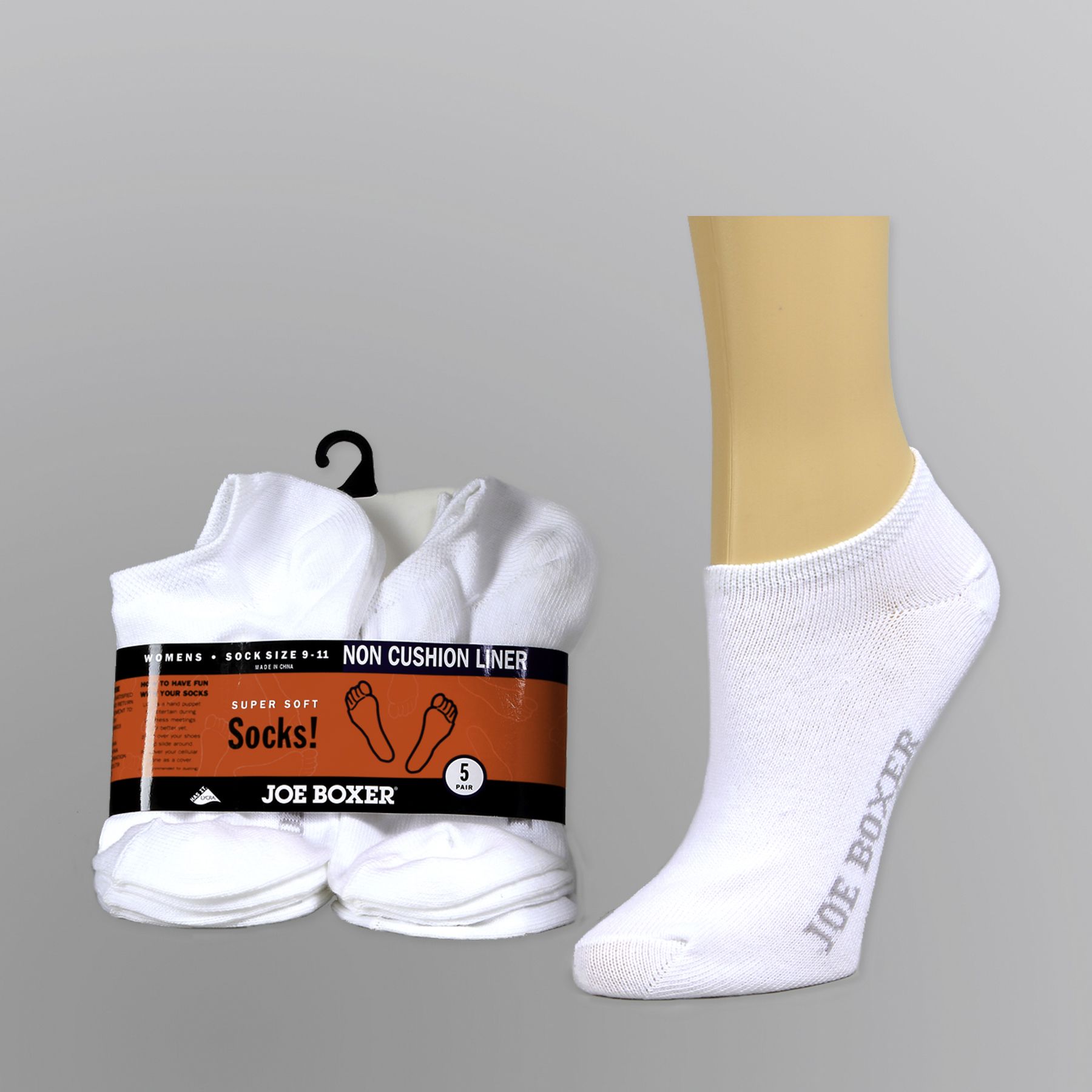 Joe Boxer Women's Flat Knit Liner Cushioned Socks - 5 Pack Sizes 9-11