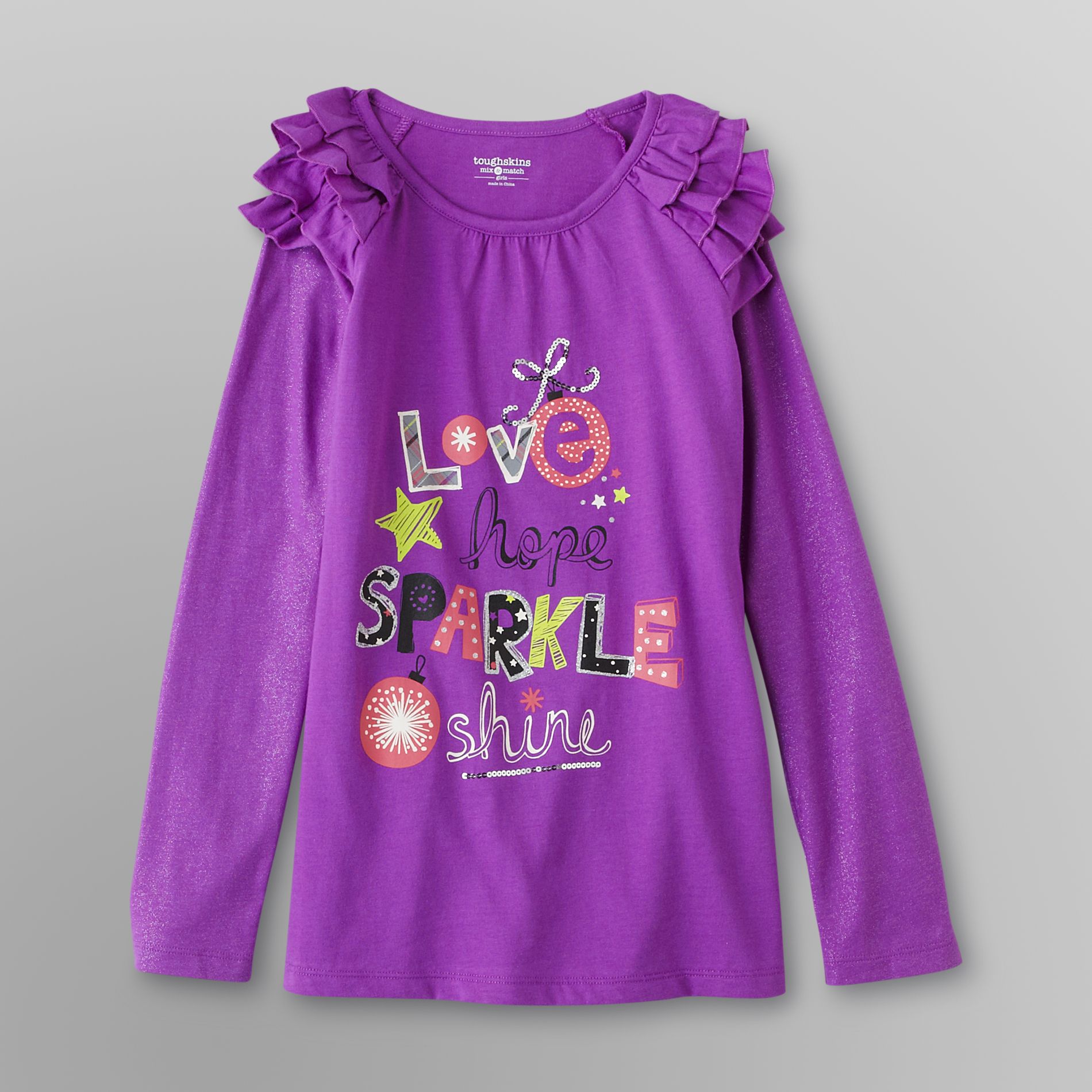 Toughskins Girl's Ruffle T-Shirt - Love Graphic