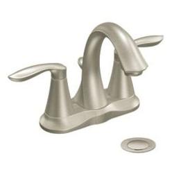 Moen 6410BN Eva Two-Handle Centerset Bathroom Faucet with Drain Assembly, Brushed Nickel
