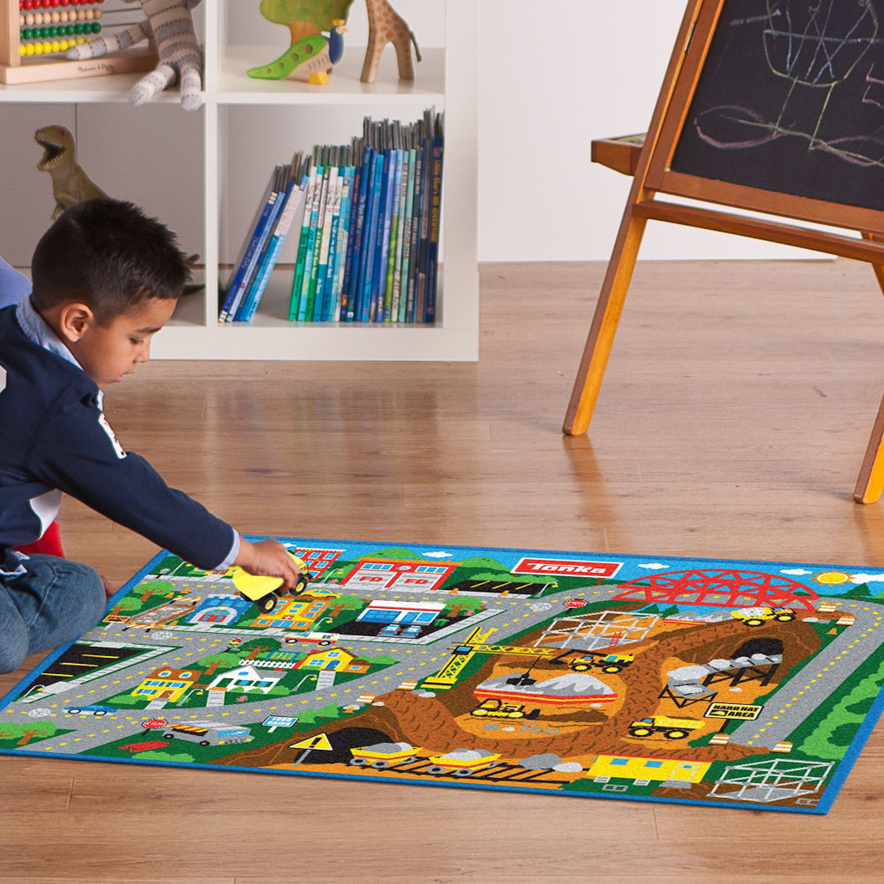 Essential Home Boy&#8217;s Game Rug Rectangle Tonka Town and Pit Multicolored