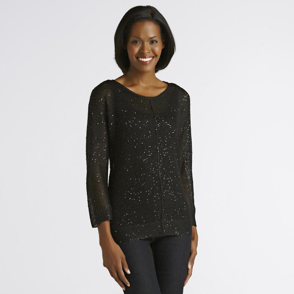 Jaclyn Smith Women's Sequined Knit Top