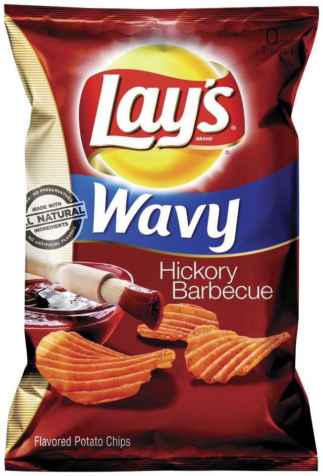 Frito Lay Wavy, Hickory Barbecue, Potato Chips, 10 oz