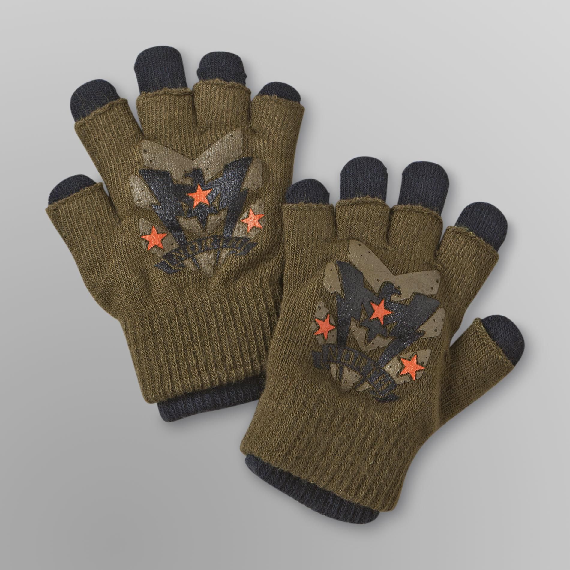 Joe Boxer Boy's Layered Stretch Gloves Military